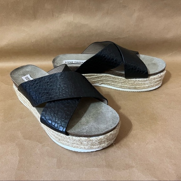 Steve Madden | Hassie Platform Chunky Espadrille Open Toe Slide Sandal Size 7 - Picture 1 of 11